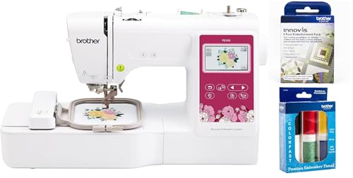 Image of Brother PE545 Embroidery Machine, Wireless LAN Connected, 135 Built-in Designs, 4 inch x 4 inch Hoop Area, 5-Foot Embellishment Pack, Premium Embroidery Thread 6 Spools