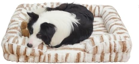 Baby beast Dog Beds,SurroundWaterproof Memonry Foam XL Big Dog Bed,Plush,Non-Slip and Egg-Crate Foam Couch Bed with Washable Removable Cover,Khaki tiger stripe (Khaki with Irregular Markings, X-Large)