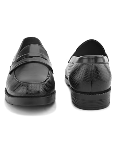 Image of STANPHORD Mens Loafers Men Black Solid Leatherette Formal Slip on Durable Moccasins Penny Loafers Shoes Without Laces