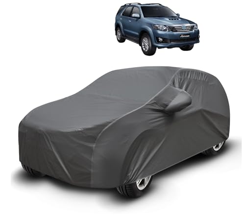 Image of Auto Hub Waterproof Car Cover Compatible with Fortuner Old (Model : 2005-2016) with Mirror Pockets, Soft Cotton Lining, Fortuner Car Cover Waterproof, Grey