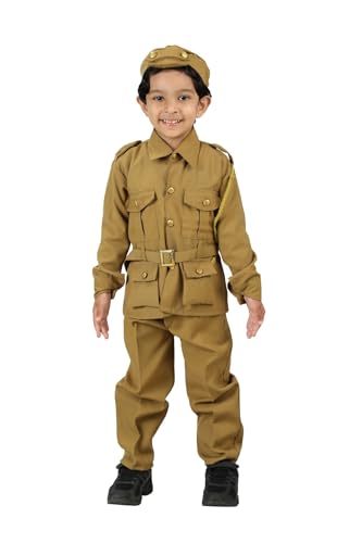 Image of BookMyCostume Cotton Police Community Helper Kids Fancy Dress Costume 7-8 Years, Light Brown