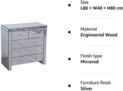 HOME MODERN Mirror Chest of Drawer 2+3 Drawers Muti-Storage Cabinet Storage Unit Sideboard Cupboard,80×40×80 cm,Living Room Bedroom Furniture