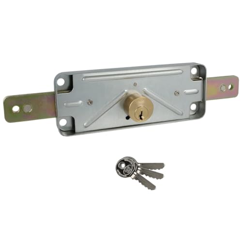 Amig - Cerradura Metálica para Cierres de Persianas Metálicas Enrollables Mod. 642 - Cilindro: 15 mm - Incluye 3 Llaves de Latón Niqueladas - En Acero Zincado