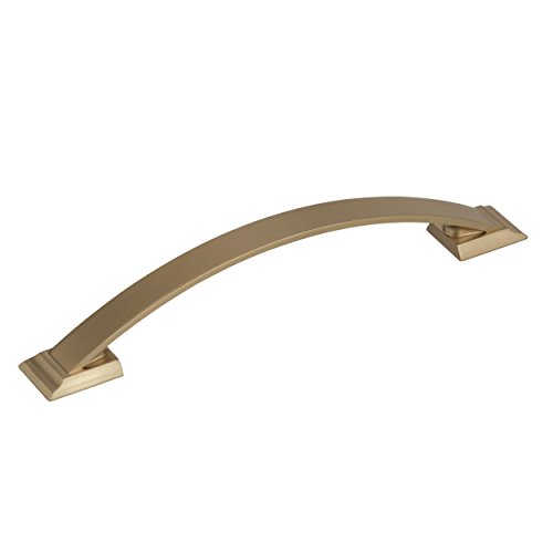 Image of Amerock | Cabinet Pull | Golden Champagne | 6-5 /16 inch (160 mm) Center to Center | Candler | 1 Pack | Drawer Pull | Drawer Handle | Cabinet Hardware