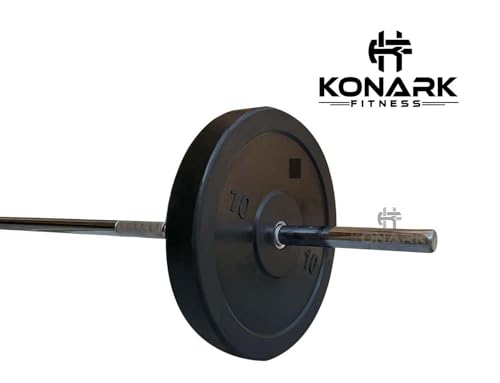 Image of Konark Fitness Premium 28mm (6 Feet) Solid Steel Gym Barbell Rod, Anti-Slip Grip, Chrome Plated Weightlifting Bar for Home Commercial Gym, Durable Workout Bar for Strength Training