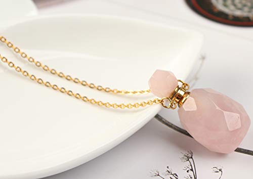 AMOYSTONE Real Rose Quartz Necklace Spiritual Healing Crystal Necklaces Charms for Women Mom Necklace