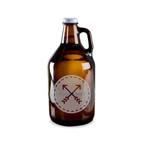Milk Mug Designs Crossed Arrow Merit Badge Etched Glass Beer Growler 64 oz