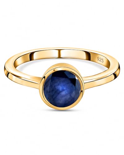 Image of 925 Sterling Silver 18K Gold Plated Birthstone 2 Ct Solitaire Natural Gemstone Ring for Women | Fine Jewelry Gift for Wife, Girlfriend, Sister, Birthday, Anniversary, Rakhi, Rakshabandhan, Valentine's