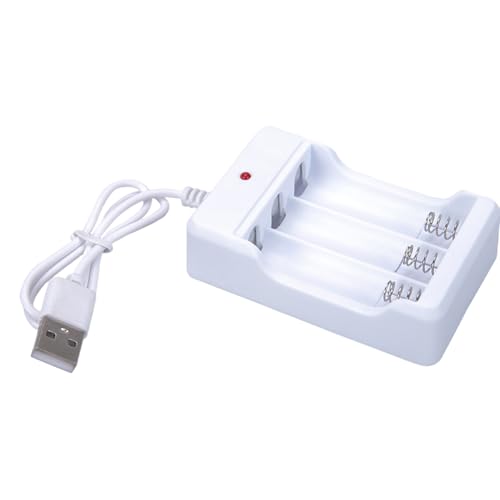 Caricabatteria AA - Ricaricatore per batteria alimentato da USB, slot di ricarica individuali | Caricatore NIMH portatile con display LED, dock di ricarica AA compatto, stazione batteria USB re