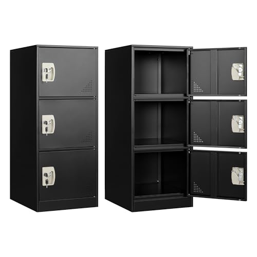 Image of Metal Locker Storage Locker, 36 inch Lockable Lockers for Employees, Home, Office, School, Assemble Required (Black)
