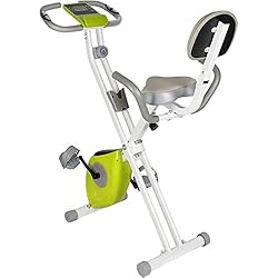 La Tienda En Casa Bicicleta Estática Plegable Dskeuzeew Bicicleta estática plegable de casa 2 en 1,con sensor de pulsación,pantalla LCD,bicicleta estática plegable,resistencia magnética ajustable a 8 niveles,capacidad de carga hasta 120 kg,Verde