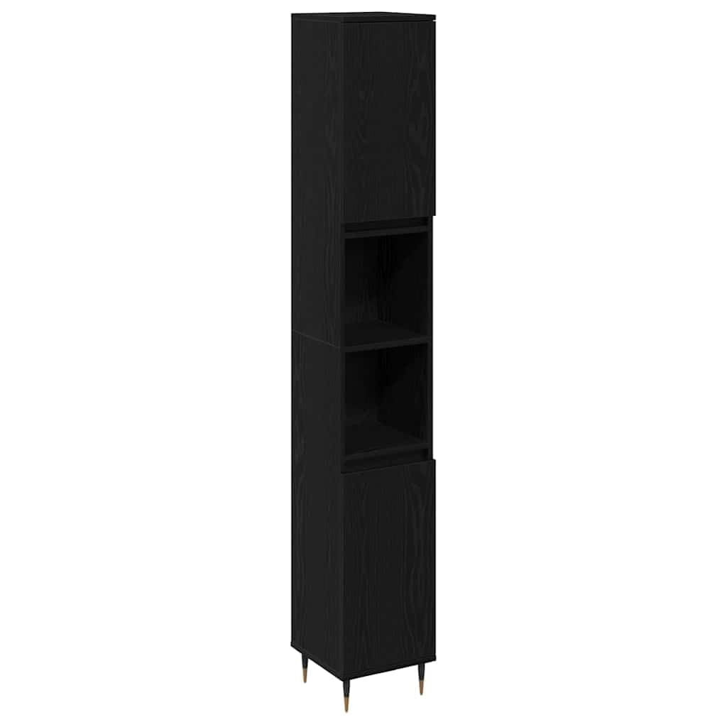 Armario alto para baño estrecho: optimiza tu espacio con elegancia en roble negro