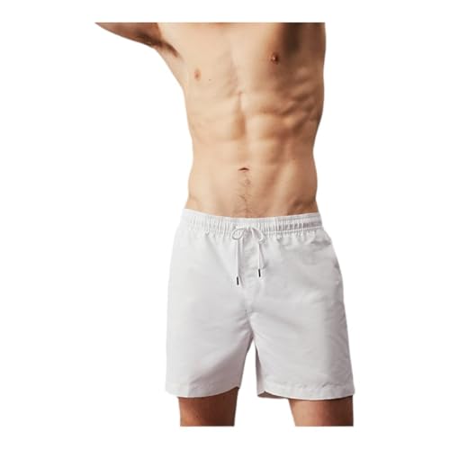 Calvin Klein Bañador Hombre Medium Drawstring Pernera media, Blanco, XL