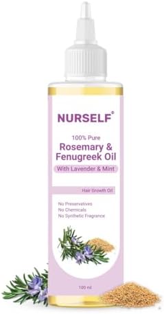 Rosemary & Fenugreek Hair Oil - 100% Pure Natural Cold Pressed, Hair Growth Oil for Hair Fall Control, Thickening, Dandruff & Scalp Nourishment – 100ml