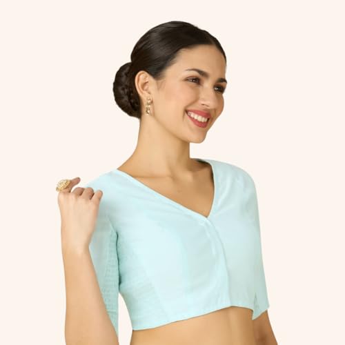Image of Studio Shringaar Women's Cotton Stretchable (Smocked) Readymade Saree Blouse with Underarm Sweat Pads (Pack of 14 Pads)