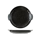 Plato para hornear Bandeja de cerámica de doble oreja for horno doméstico, horno microondas, utensilios, tazón ancho for fideos(Black)