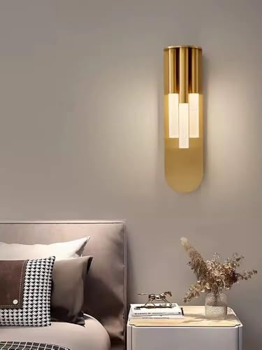 Image of blissbells Modern Luxury Gold Finish LED Wall Light | Decorative Indoor Wall Sconce for Bedroom, Living Room & Hotel Interiors (3 Cylindrical Sconce)