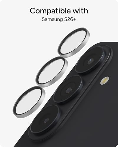 Image of ZAGG Glass Elite Samsung Galaxy S26+ Camera Lens Protector - Silver, Anti-Reflective, 5X Stronger Impact & Scratch Resistant Aluminosilicate Glass - Easy Installation, Smudge-Free Surface