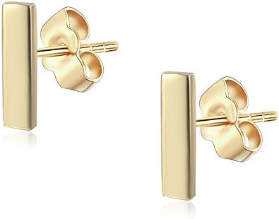 18K Gold Plated Sterling Silver Gold Bar Stud Earrings