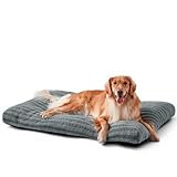 FURTIME Washable XL Dog Bed for Extra Large Dogs, Deluxe Dog Crate Beds Comfy Fluffy Kennel Pad Anti-Slip Pet Sleeping Mat, Machine Washable Dogs Pillow, 40"x27"x3.5", Gray