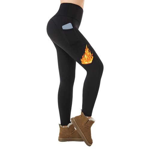 ineepor Leggins Termicos Mujer Invierno Mallas Termicas Mujer Leggings Térmicos Forro Polar Bolsillos Cintura Alta