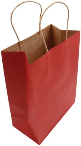 Miniatura 2 de Yeelzmax Bolsas de papel rojas con asas, bolsas de regalo a granel de 8.2 x 4.3 x 10.6 pulgadas, 12 unidades de tamaño mediano, Halloween, Navidad,