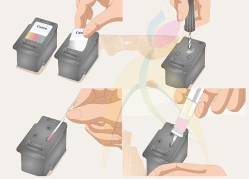 Image of ANG Multi-Color Ink Compatible for Cannon TS207 Single Function Printer Tri-Color Ink Cartridge Each Bottle 100ML with Syringe