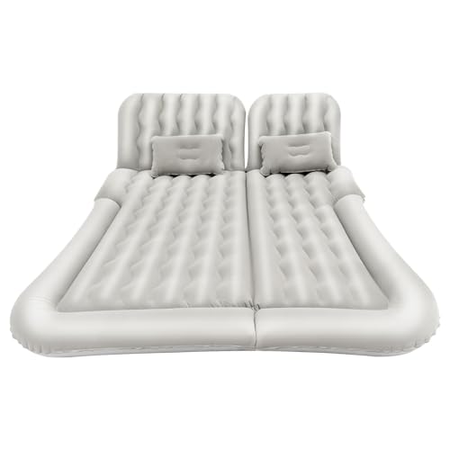 Ealtqund Colchón de aire para 2 personas, cama de aire hinchable para camping, juego con 2 almohadas y bomba de aire, cómoda cama de invitados para camping, viajes y hogar, 174 x 126 cm, gris