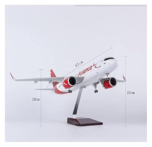 Modelo de avión A320 coleccionable en resina premium de 47 cm con luces 2