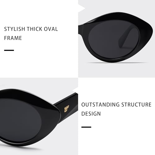 Image of VANLINKER Polarized Trendy Thick Oval Round Sunglasses for Women Retro Shades VL9825
