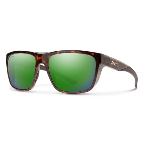 Image of SMITH Barra Sunglasses - Performance Sports Active Sunglasses for Watersports, Fishing & More - For Men & Women - Tortoise + Green ChromaPop Polarized Mirror Lenses