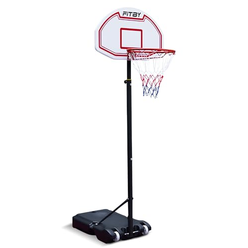 FITBY Panier de Basket Extérieur Réglable 150–205 cm – Support avec Base Lestable et roulettes – pour Enfants, Adolescents et Adultes