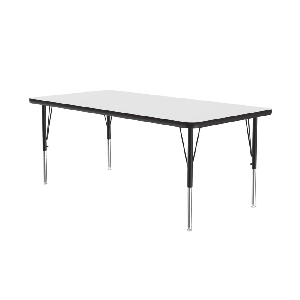 Photo 1 of 30''x60'' Rectangular Classroom Activity Table, Height Adjustable (19''-29'') White Durable High Pressure Laminate, School Furniture, Made in The USA (ACZ3060-REC-36) White 30"x60"