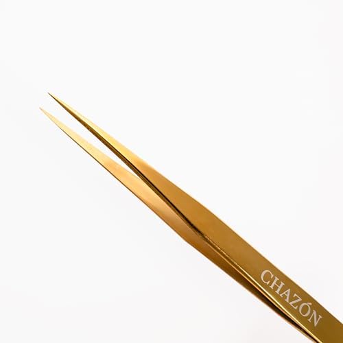 CHAZON TWEEZERS GOLD- Titanium Precision Point Tweezers for Eyebrows, Facial Hair and Ingrown Hair, Viral Tweezers image 5