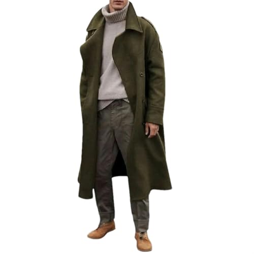 Manteau long en laine chaud contre le froid d'automne et d'hiver à revers