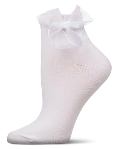 MeMoi Girls Tulle-Bow-Trimmed Mercerized Cotton-Rich Ankle Sock3