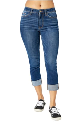 Judy Blue Mid Rise Vintage Cuffed Skinny Capri