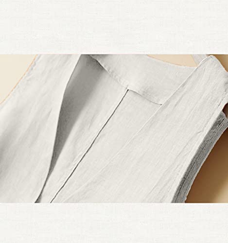 Bnigung Women's Cotton Linen Vest Casual Sleeveless V-Neck Blazer Waistcoat Jacket With Pockets(White,Xl) #TOP3