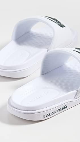 Lacoste Men's Croco Slide Sandal, Wht_Dk Grn, 8 | Image 3