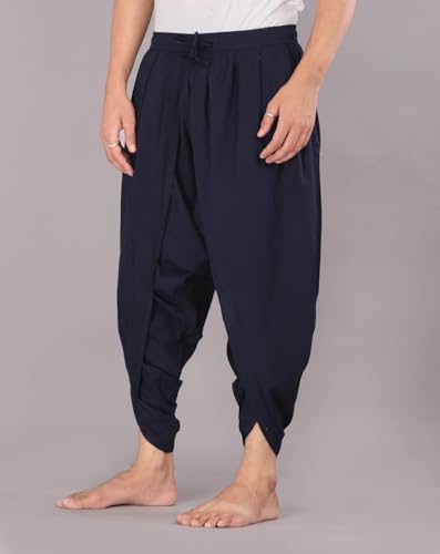 Image of Urali Men's Solid 100% Cotton Dhoti Pants - D100A