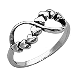 Anillo infinito de corazones de plata de ley 925 sólida, anillo bohemio, anillo de amor, anillo de índice, anillo de pulgar, joyería hecha a mano única, anillo minimalista, anillo del día de la madre