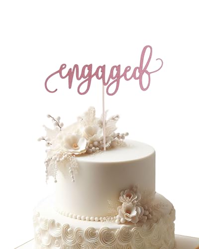 Decoração para bolos de noivado em ouro rosa, decoração para bolos com tema de noivado, aniversário de casamento, despedida de solteira, decoração de bolos de despedida de solteira,