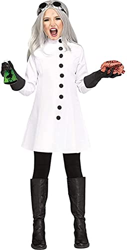 The Mad Scientist Costume,Mad Evil Scientist Costume for Girls kids-Teen-Includes, Dress, gloves goggles (12-14 years)