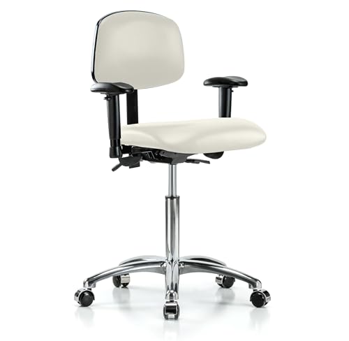 Image of Perch Task Chair, Rolling, Medium Bench Height 21.5 inch-29 inch, Off-White Vinyl