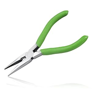 Long Nose Pliers with Wire Cutter – 5-Inch Needle Nose Pliers with Small Serrated Jaws