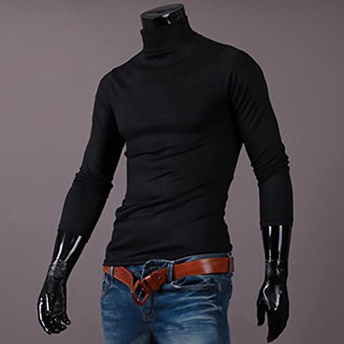 camisa gola alta dos homens,Camisa do pulôver de manga comprida | Roupa íntima térmica confortável p