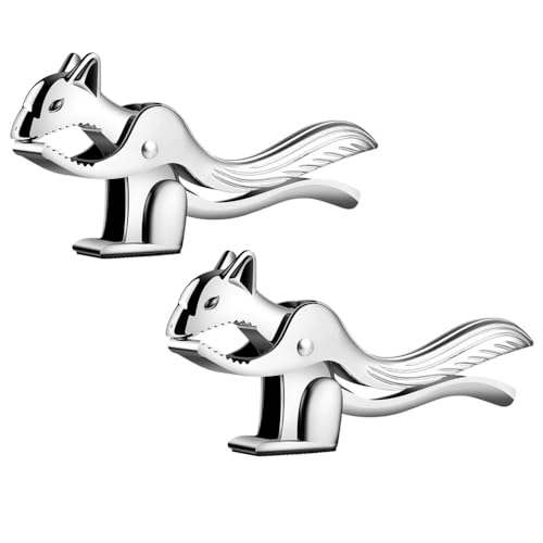 DONGKER Schiaccianoci, 1/2 Pezzi Clip per Noci a Forma di Scoiattolo in Lega di Zinco con Impugnatura e Fondo Antiscivolo, Strumento Schiacciare per Semi Melone, Nocciole, Mandorle, Pistacchi, Noce