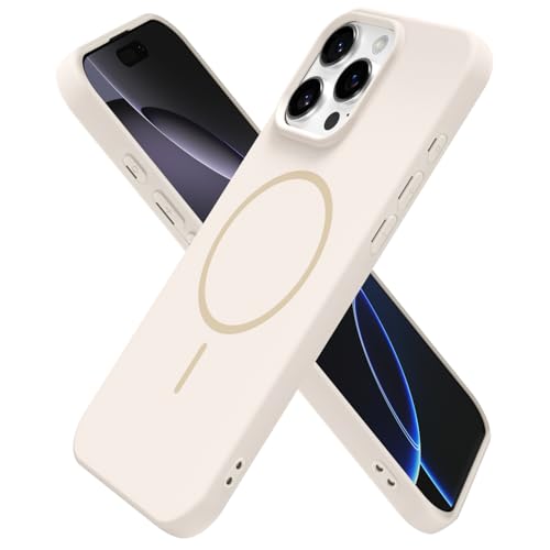Coque silicone iPhone 16 Pro Max Oakxco beige compatible MagSafe et ultra fine