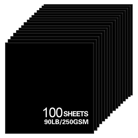 100Sheets Black Cardstock Paper, 12x12 Card stock for Cricut, Thick Construction Paper for Card Making, Scrapbooking, Craft 90 lb / 250 gsm Cover