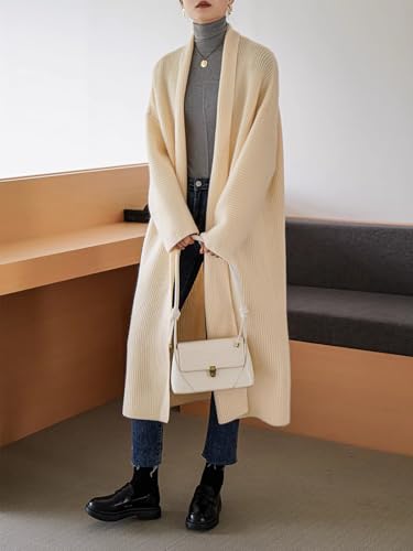 Women's Long Cardigan Sweaters Cable Knit Casual Open Front Long Sleeve Oversized Coats3